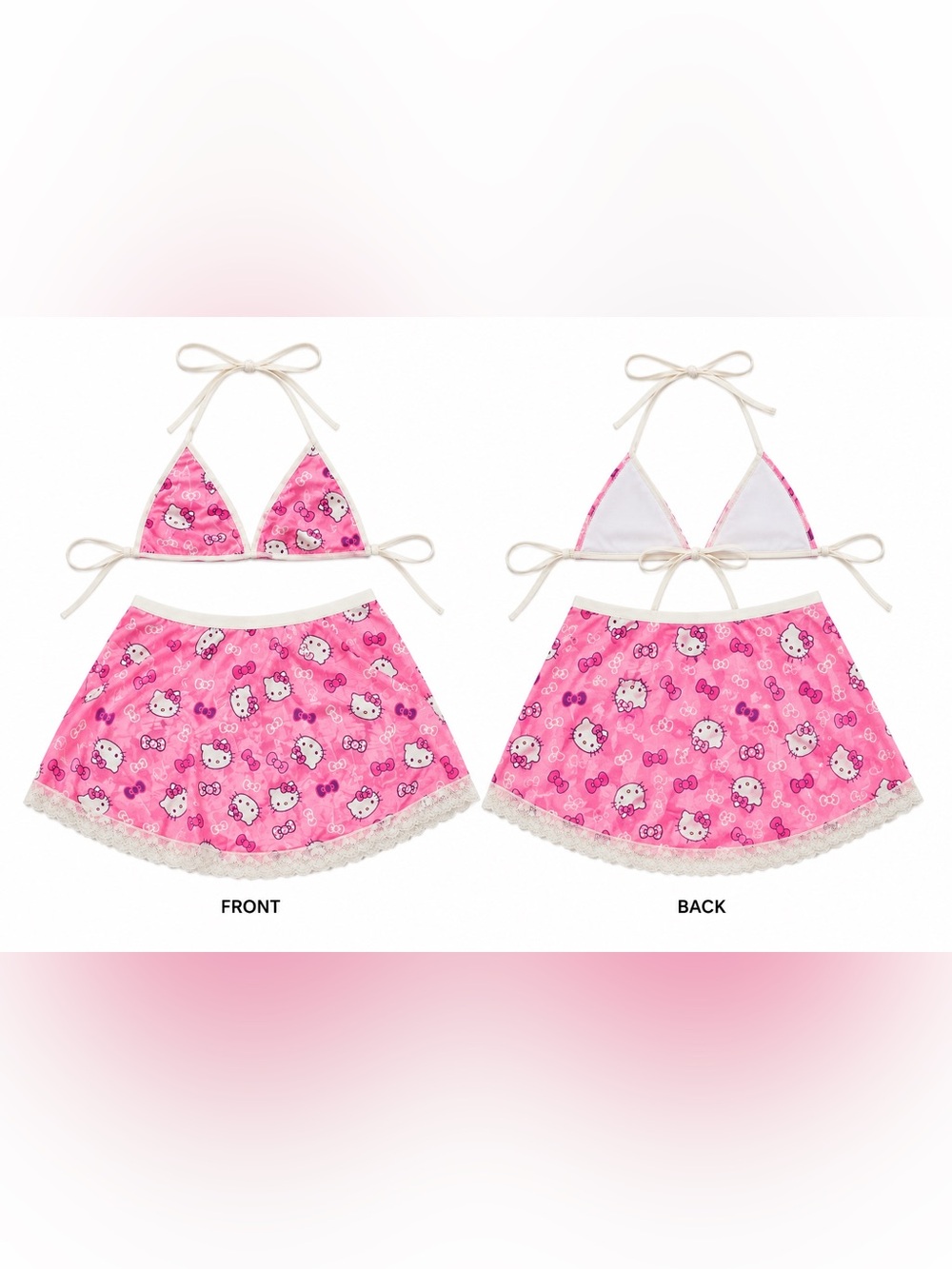Pink Hello Kitty Print Skirt Sleepwear 2 pc Bikini Set 🌸